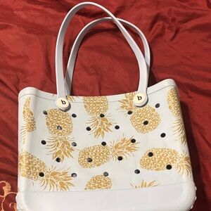 Baby blue Pineapple Print Tote Bag